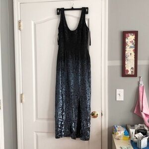 French Connection Gunmetal Sequin Strappy Maxi Dress